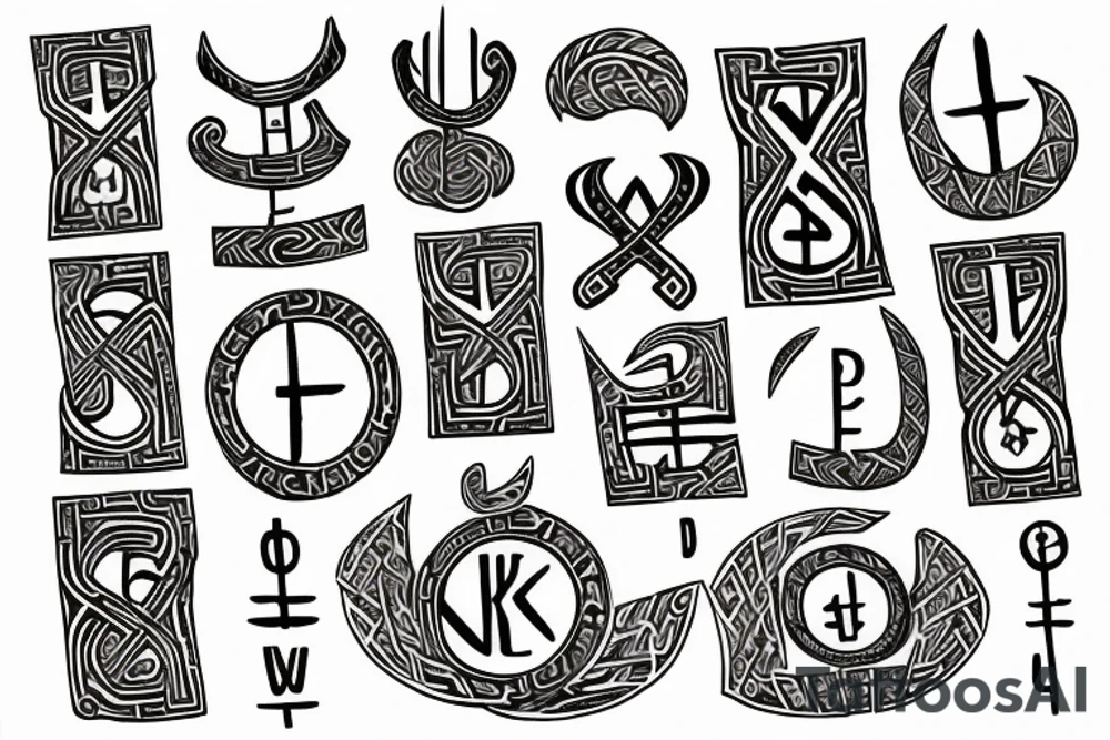 Old Norse runic spelling of kendall with a bind protection rune tattoo idea