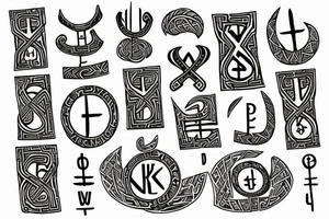 Old Norse runic spelling of kendall with a bind protection rune tattoo idea