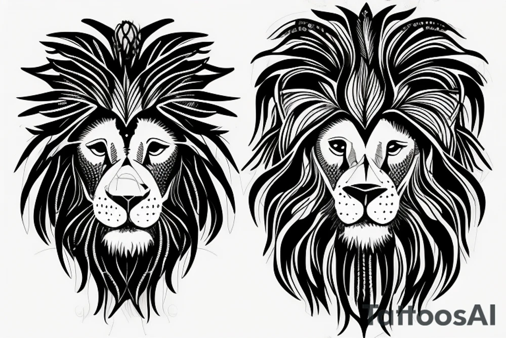 Lion with scale weighting a heart and feather tattoo idea Lion with scale weighting a heart and feather tattoo idea