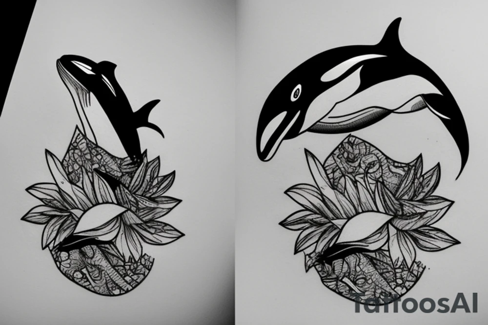 killer whale in inverted triangle tattoo idea