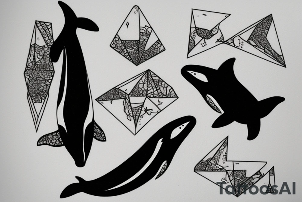 killer whale in inverted triangle tattoo idea