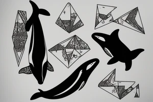 killer whale in inverted triangle tattoo idea