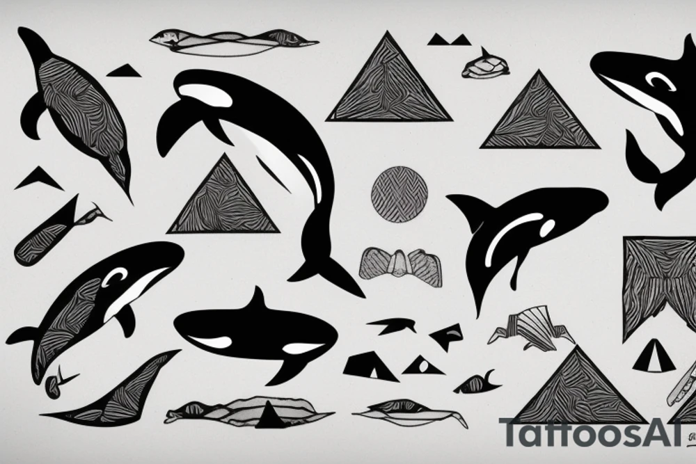killer whale in inverted triangle tattoo idea