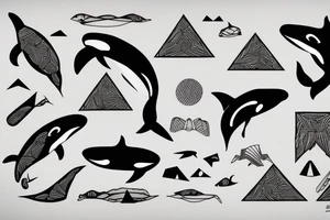 killer whale in inverted triangle tattoo idea