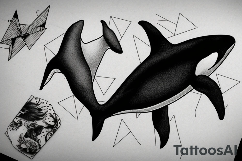 killer whale inside a triangle tattoo idea