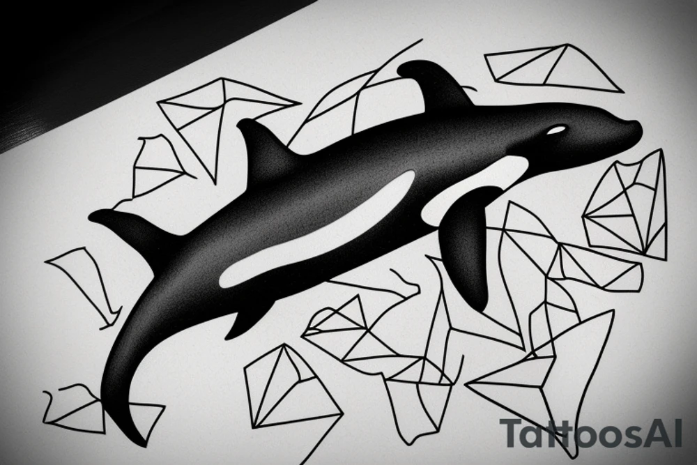 killer whale inside a triangle tattoo idea