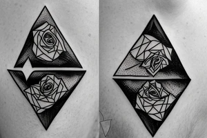 rose inside a triangle whale inside a triangle tattoo idea