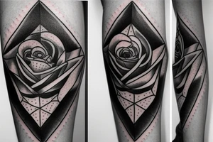 rose inside a triangle whale inside a triangle tattoo idea