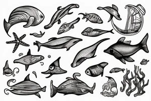 sealife, marina, nordsee, ostsee tattoo idea