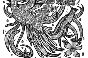 Quetzalcóatl with Lily flower tattoo idea
