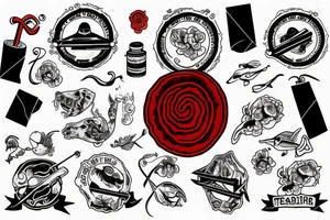A bridge with a teacher standing on it holding a red seal tattoo idea