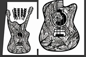 last of us guitar in a rectangle with fern breaking the silhouette tattoo idea