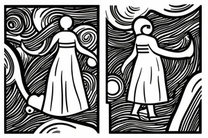 Our galaxy in a vertical line.  At the end of the line stands a woman, head up, arms outstretched.  She receives the galaxy. tattoo idea