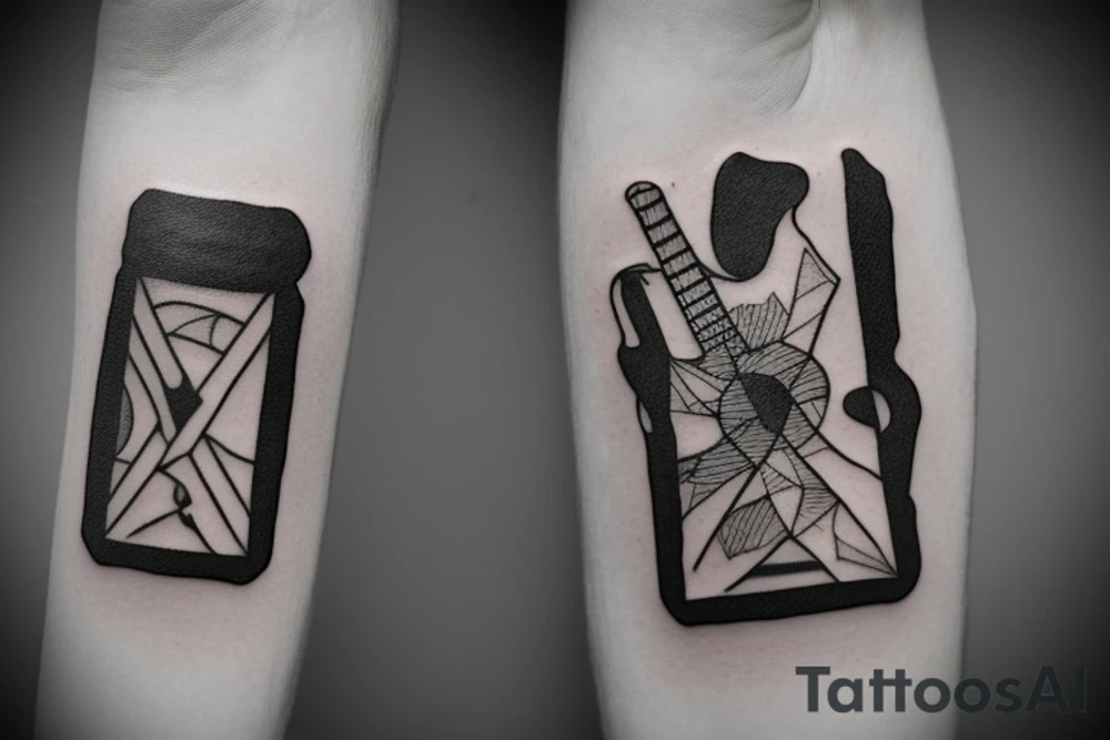 rectangle narrow tattoo the last of us part 2 guitar tattoo idea