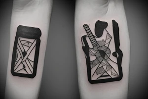 rectangle narrow tattoo the last of us part 2 guitar tattoo idea