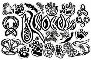 Dog paw with the word Loki tattoo idea