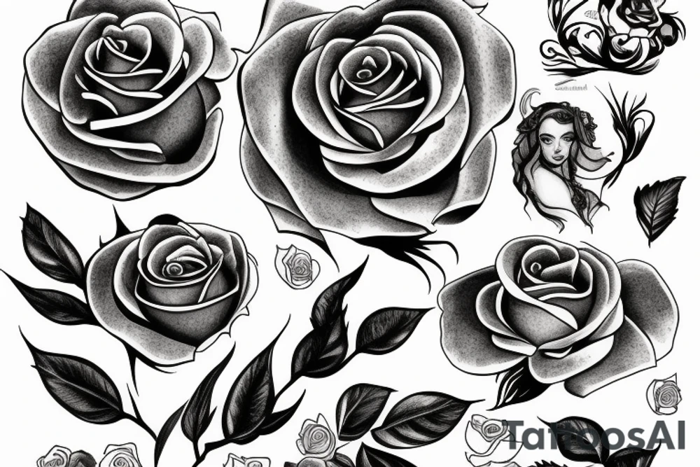 Rose with aries zodiac sign tattoo idea