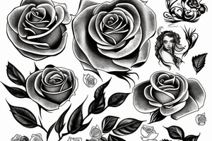 Rose with aries zodiac sign tattoo idea