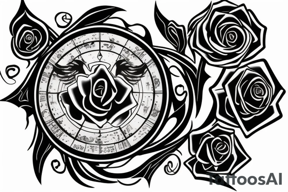aries zodiac sign in a rose tattoo idea