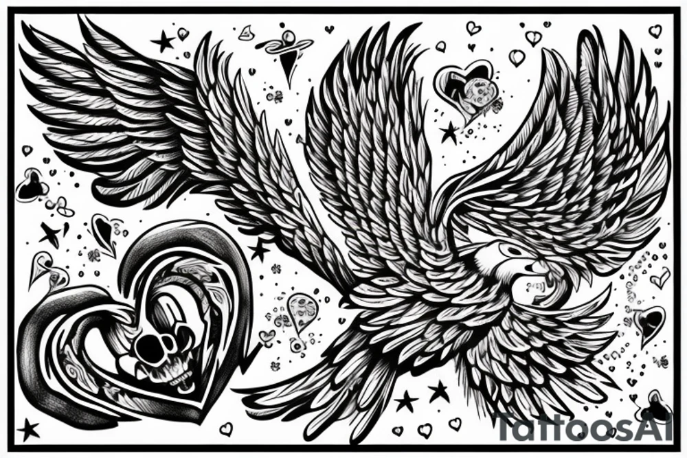 Heart with wings tattoo idea