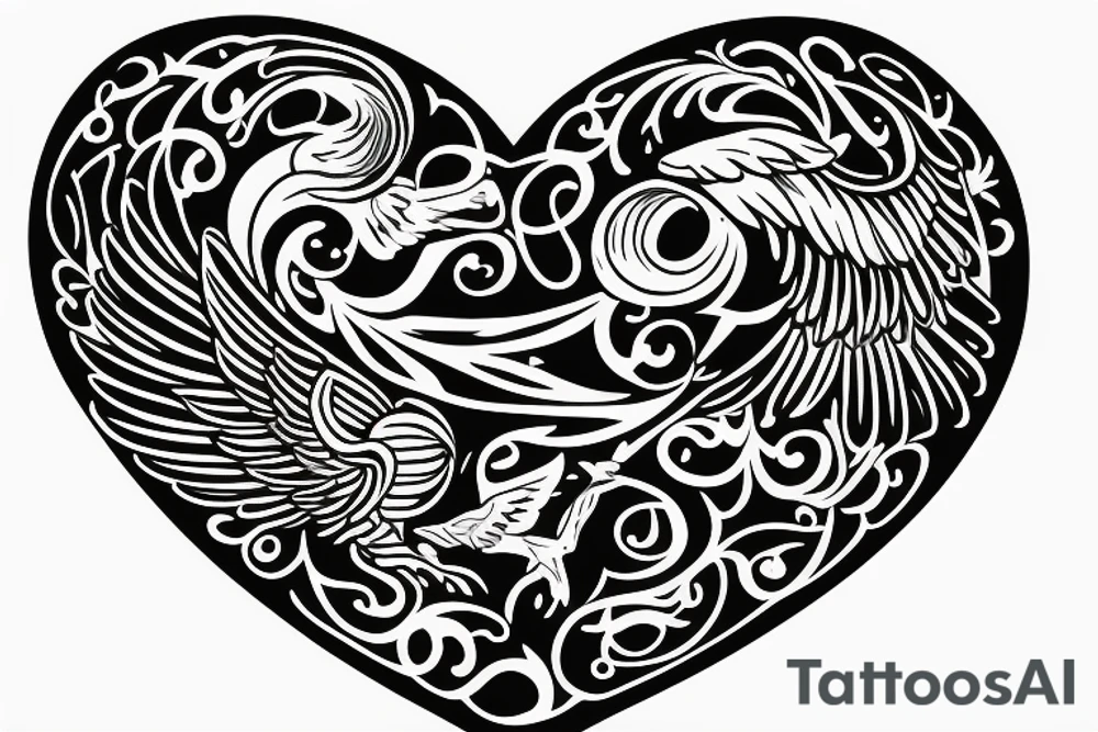 Heart with wings tattoo idea