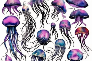 jellyfish and flowers tattoo idea