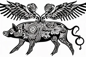 Pig with wings tattoo idea