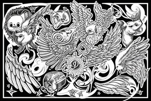 Pig with wings tattoo idea