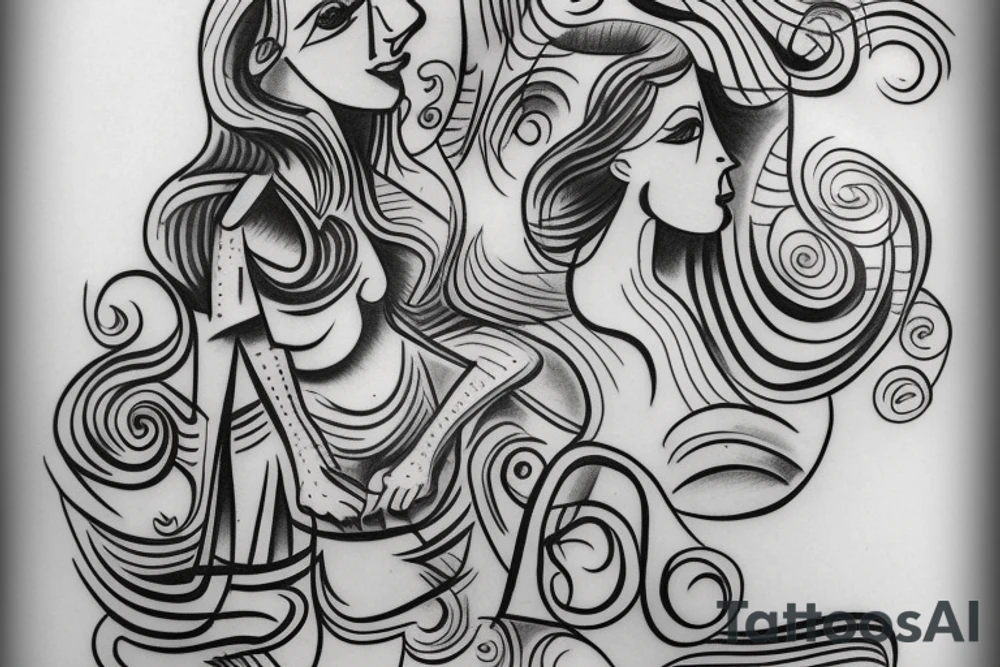 homage to son Lucca with contours by Picasso tattoo idea