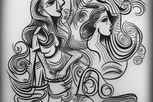 homage to son Lucca with contours by Picasso tattoo idea