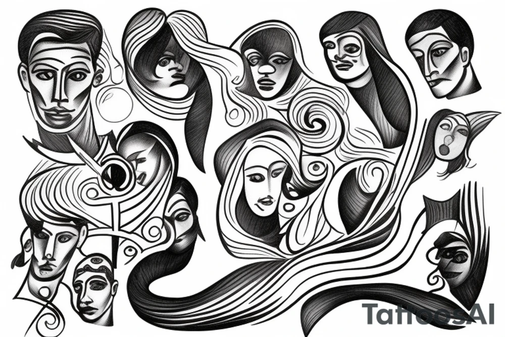 homage to son Lucca with contours by Picasso tattoo idea