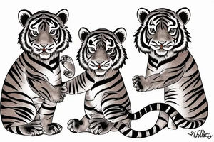 Two tiger cubs playing amongst cherry blossom tattoo idea