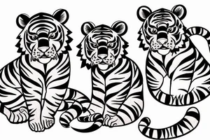Two tiger cubs playing amongst cherry blossom tattoo idea