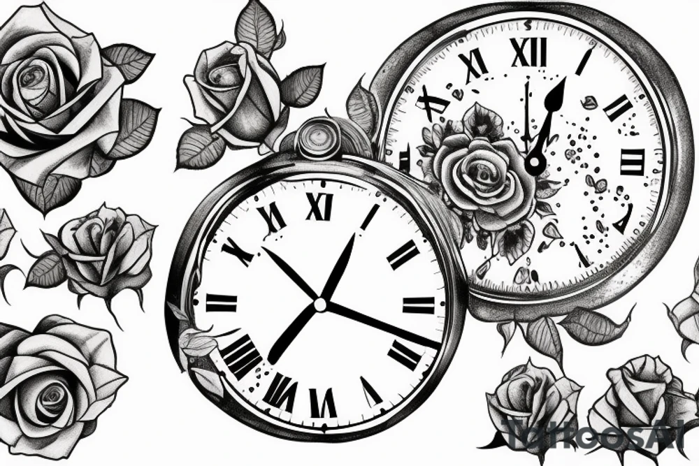 Bible verse with roses and a clock tattoo idea