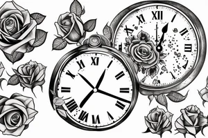 Bible verse with roses and a clock tattoo idea