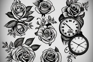 Bible verse with roses and a clock tattoo idea
