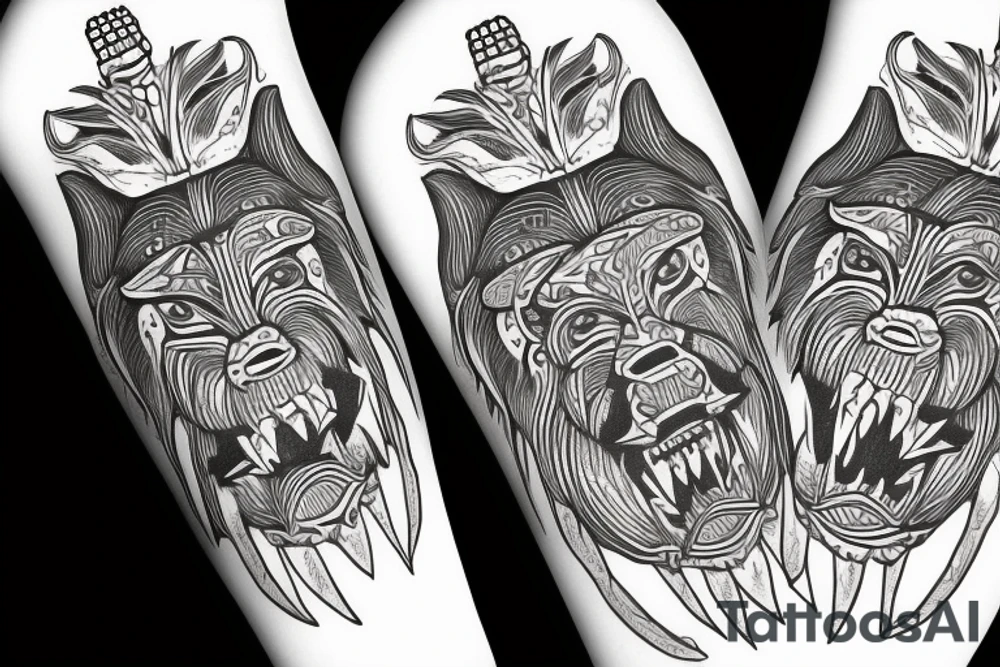 Monster with a dogs head. tattoo idea