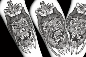 Monster with a dogs head. tattoo idea