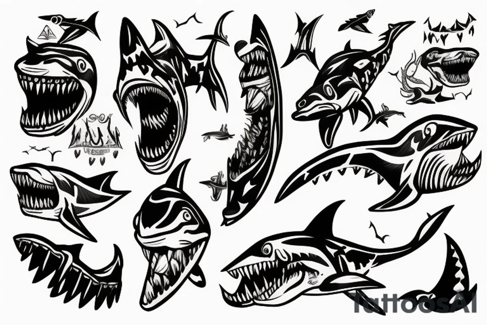 Monster with a shark head tattoo idea