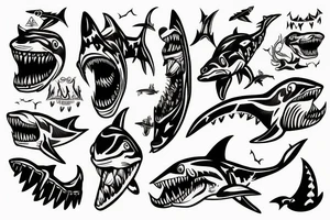 Monster with a shark head tattoo idea