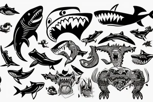 Monster with a shark head tattoo idea