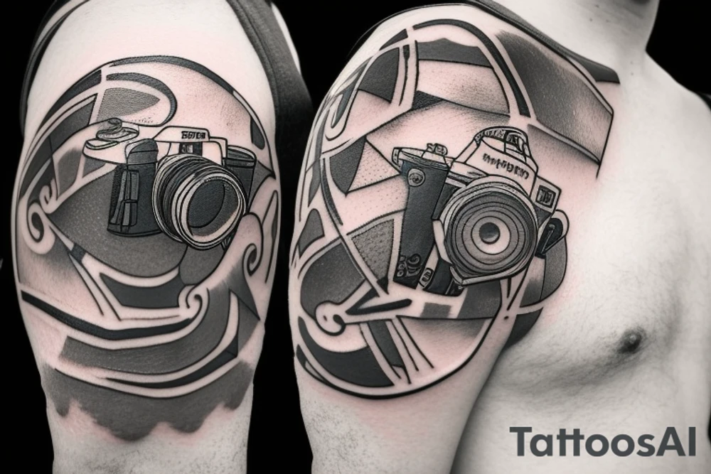 Camera with air plane propeller within its sensor tattoo idea