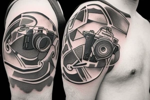 Camera with air plane propeller within its sensor tattoo idea