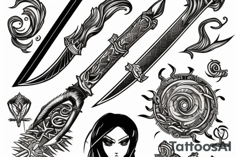 Fire and Water swords tattoo idea