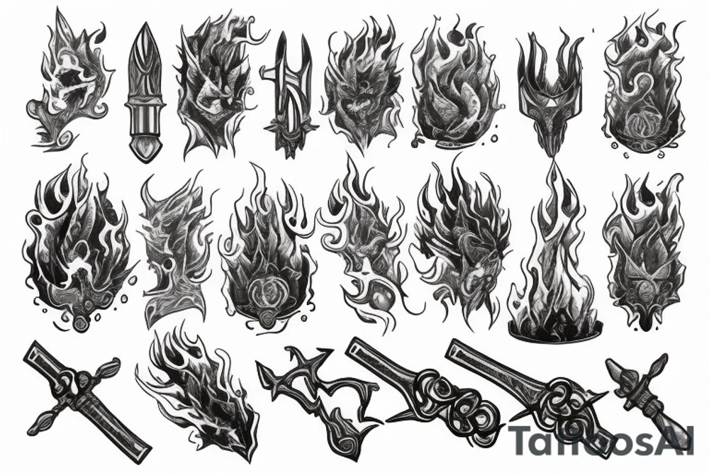 Fire and Water swords tattoo idea