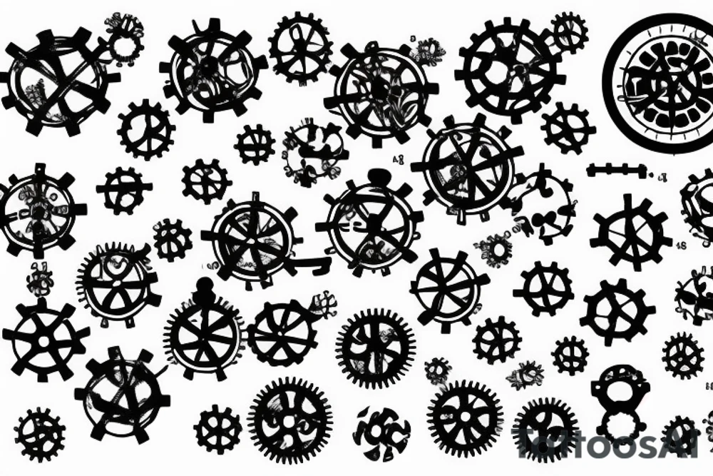 THC molecule in which the benzene rings are replaced by gears tattoo idea