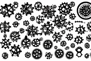 THC molecule in which the benzene rings are replaced by gears tattoo idea