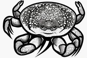 A crab holding onto a rescue tube tattoo idea