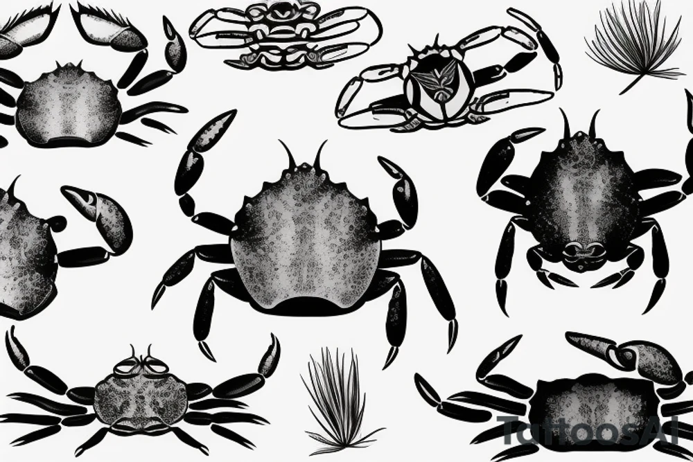 A crab holding onto a rescue tube tattoo idea
