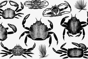 A crab holding onto a rescue tube tattoo idea